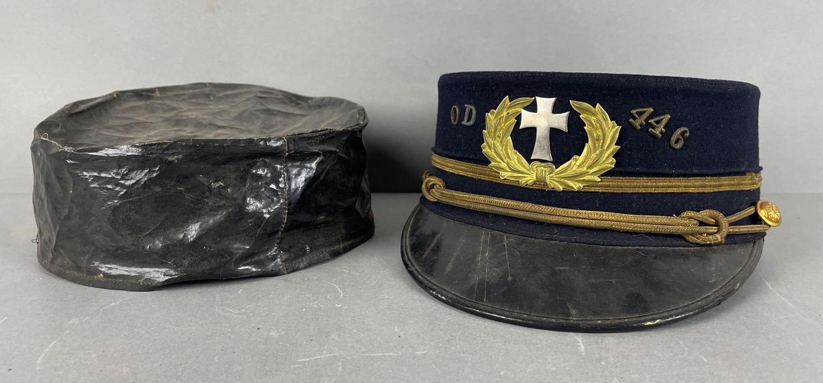 Antique Fraternal OD Kepi with Rain Cover (1 of 6)