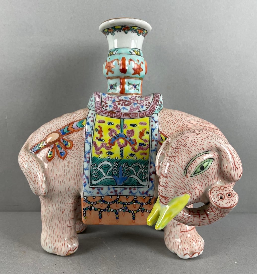 Vintage Chinese Porcelain Elephant Candle Holder (1 of 6)