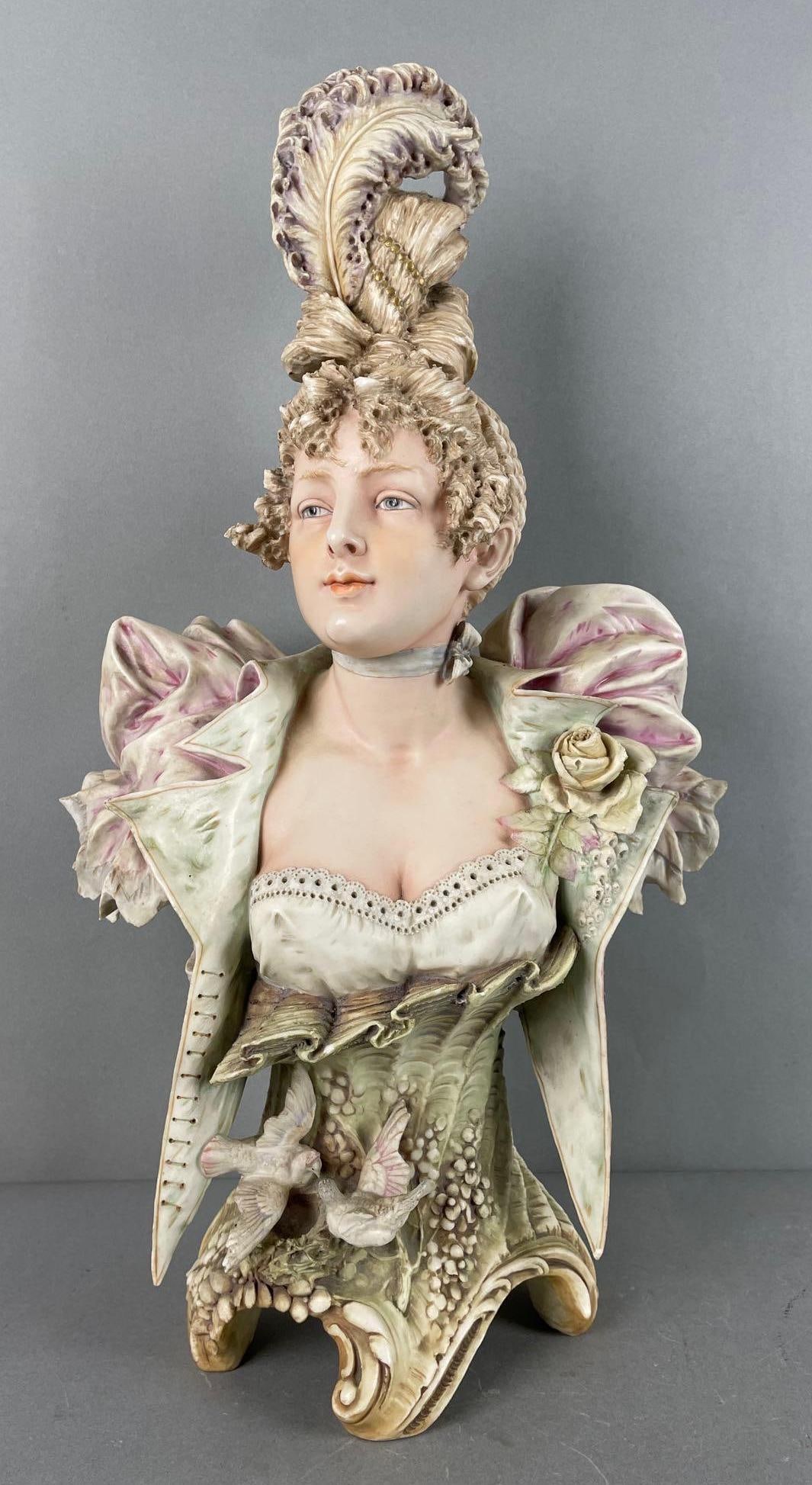 Teplitz Bohemia Reissner Stellmacher and Kessler Porcelain Bust (1 of 5)
