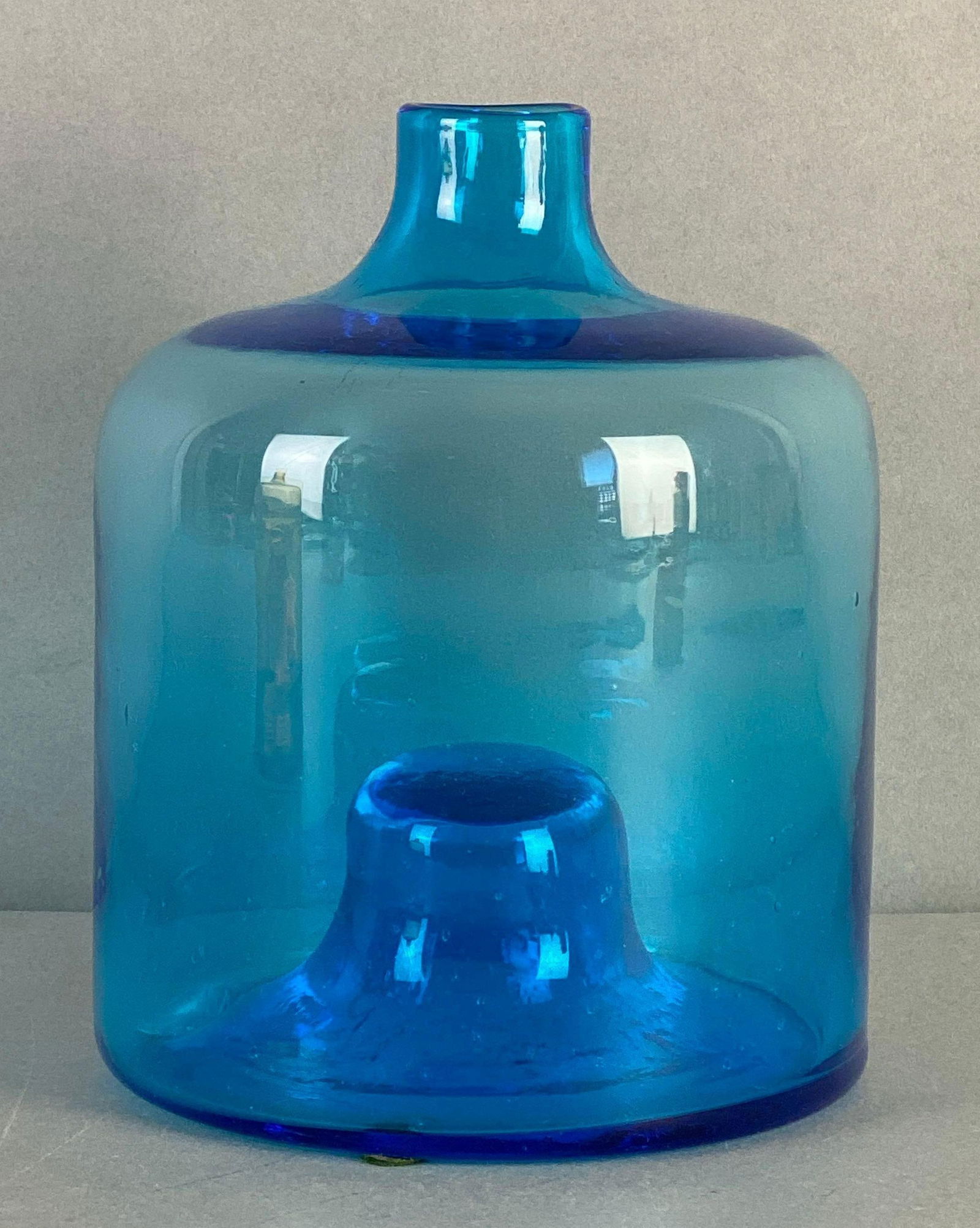 Mid-Century Modern Blenko Style Blue Glass Vase (1 of 2)