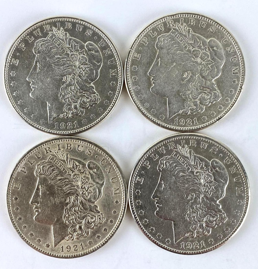 Group of 4 1921 US Morgan Silver Dollars (1 of 2)
