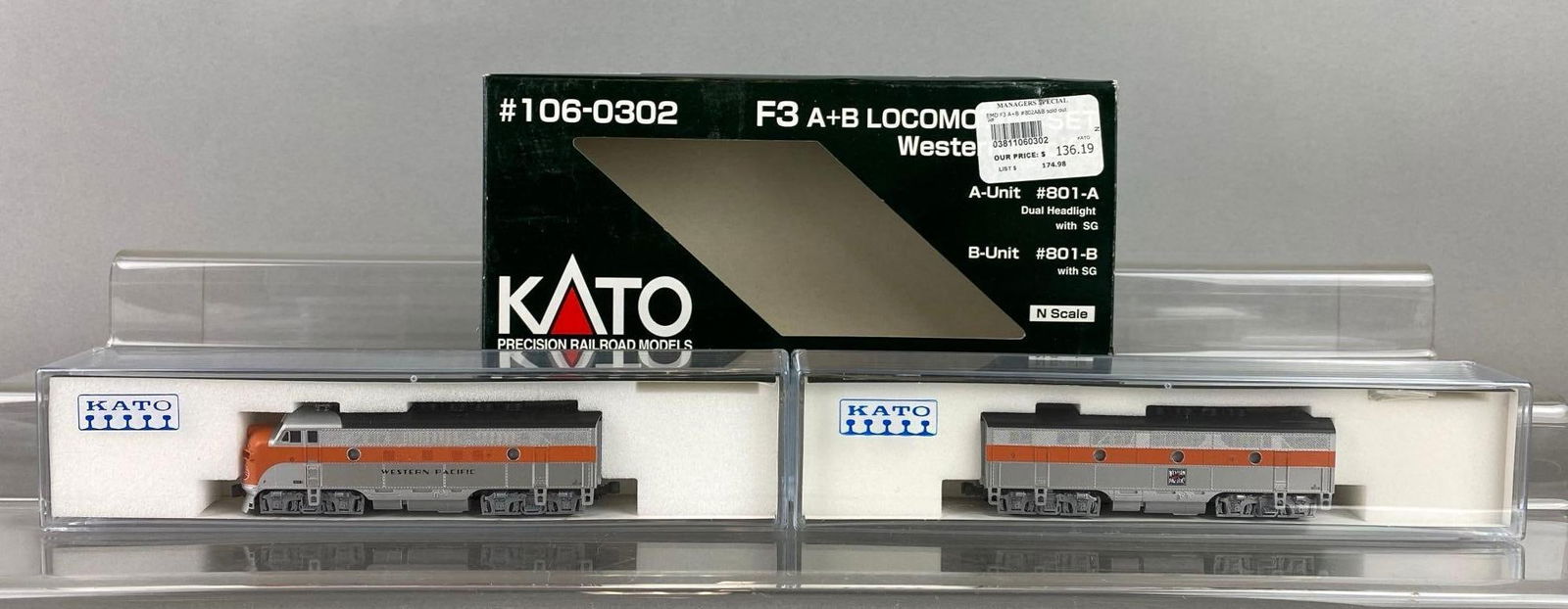 Group of 2 Kato N-Scale Diesel Western Pacific Locomotives (1 of 3)