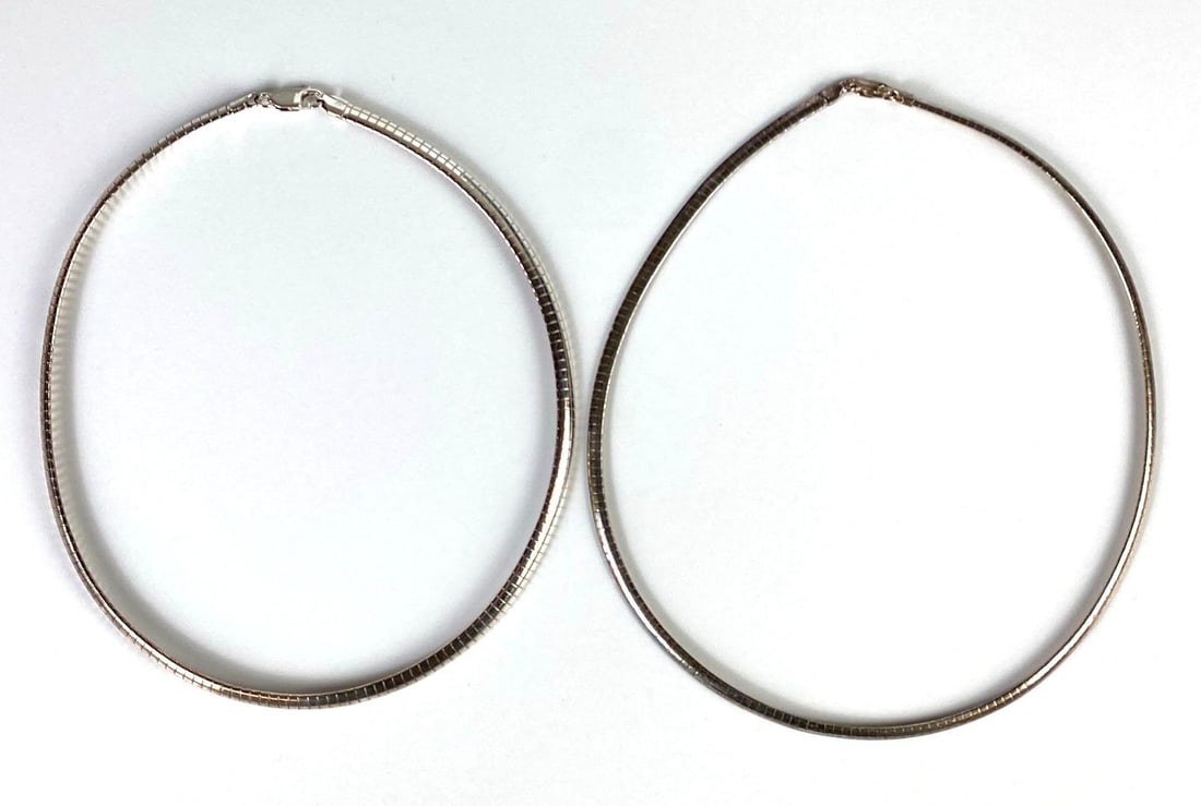 Group of 2 Sterling Silver Omega Link Collar Style Necklaces (1 of 3)