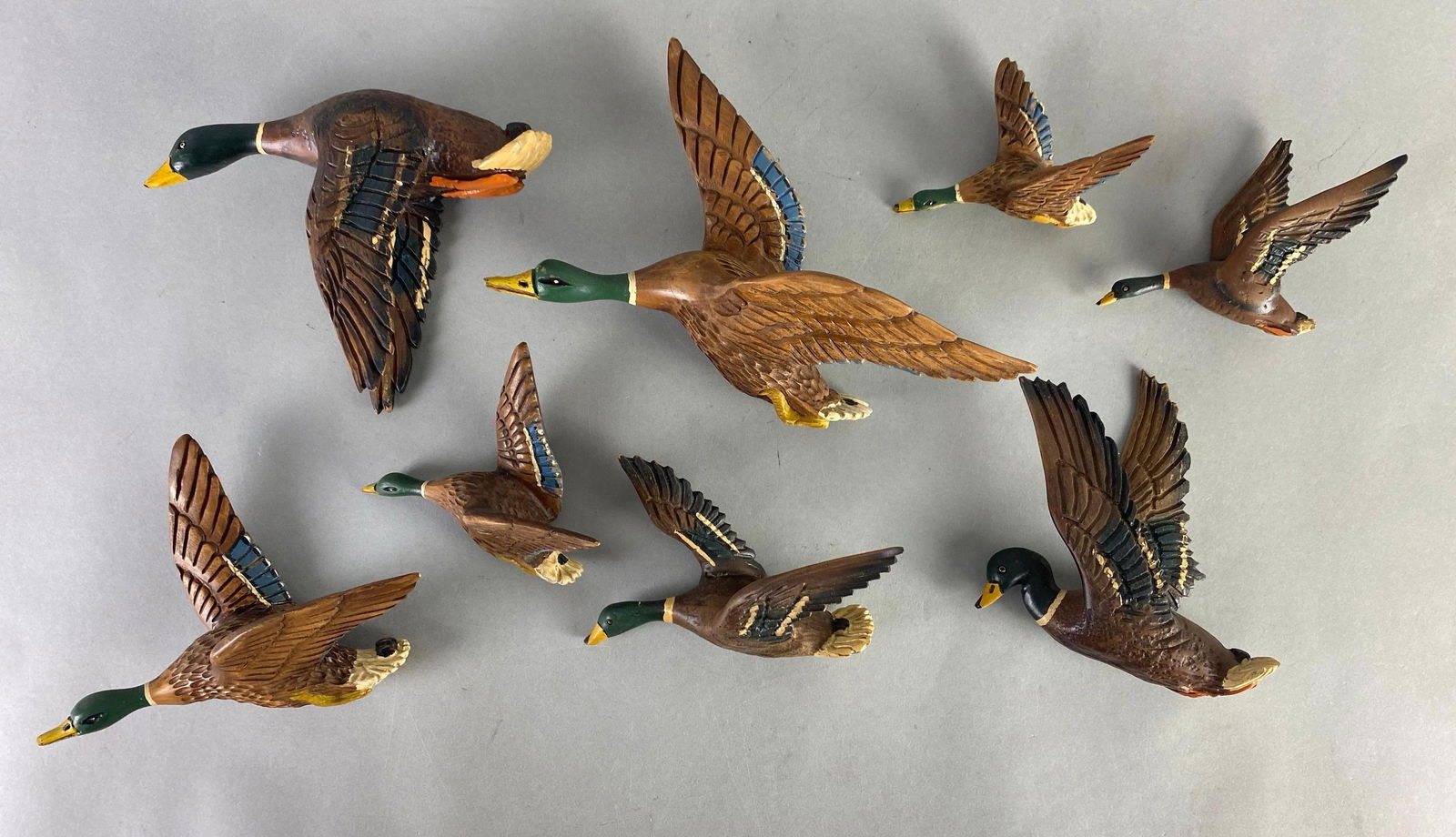 Group of 8 Carved Hand Painted Mallard Wood Duck Art (1 of 3)