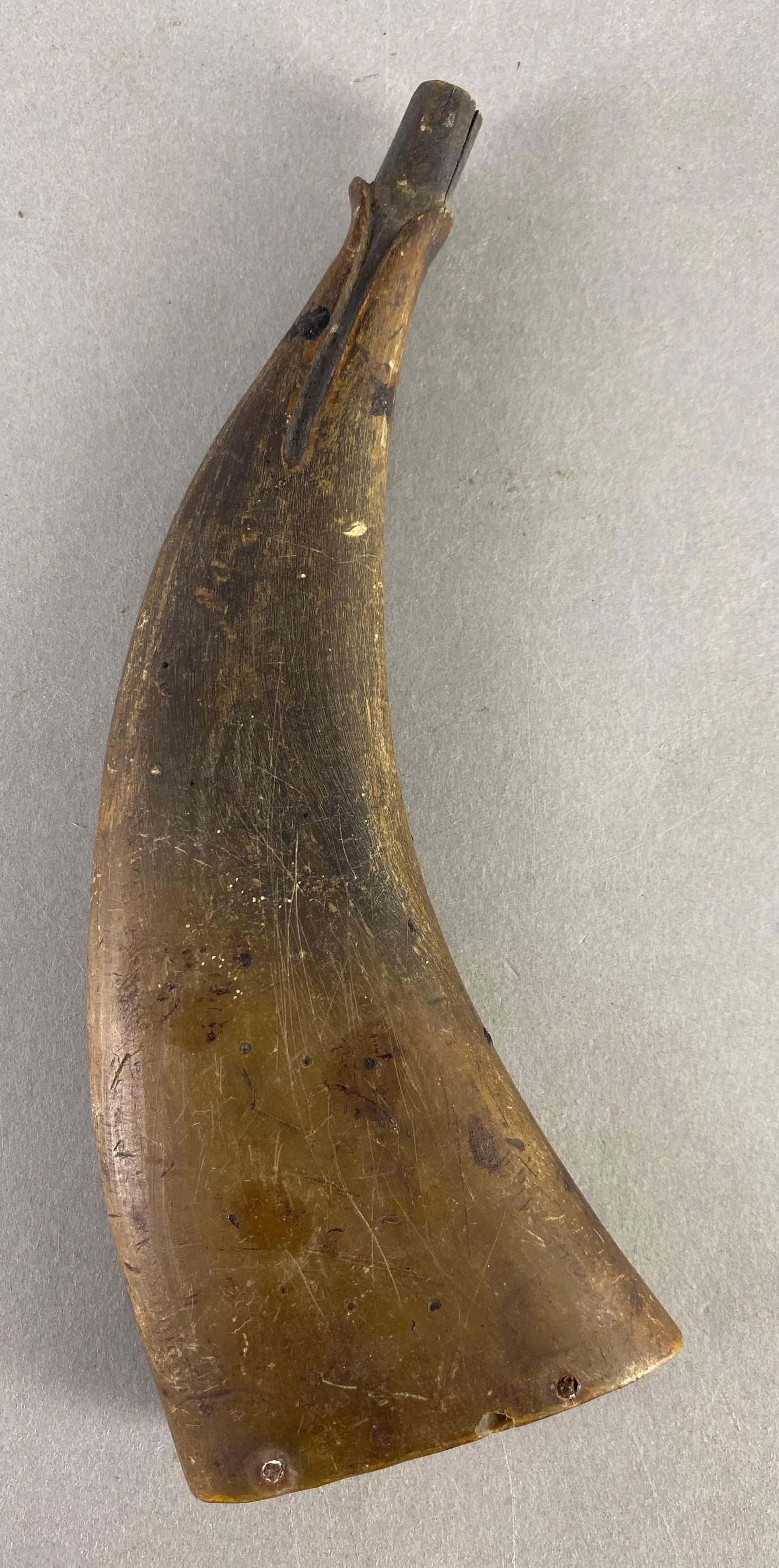 Antique Powder Horn with Hand Carved Duck Bill Design (1 of 3)