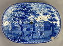 Antique Flow Blue Transferware Porcelain Strainer