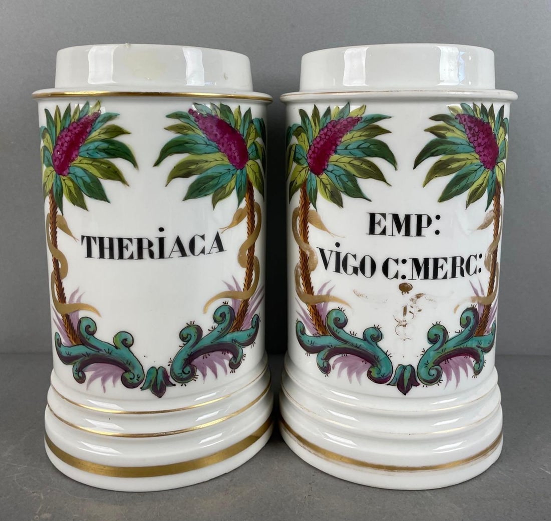 Pair of Antique French Porcelain Apothecary Jars (1 of 5)