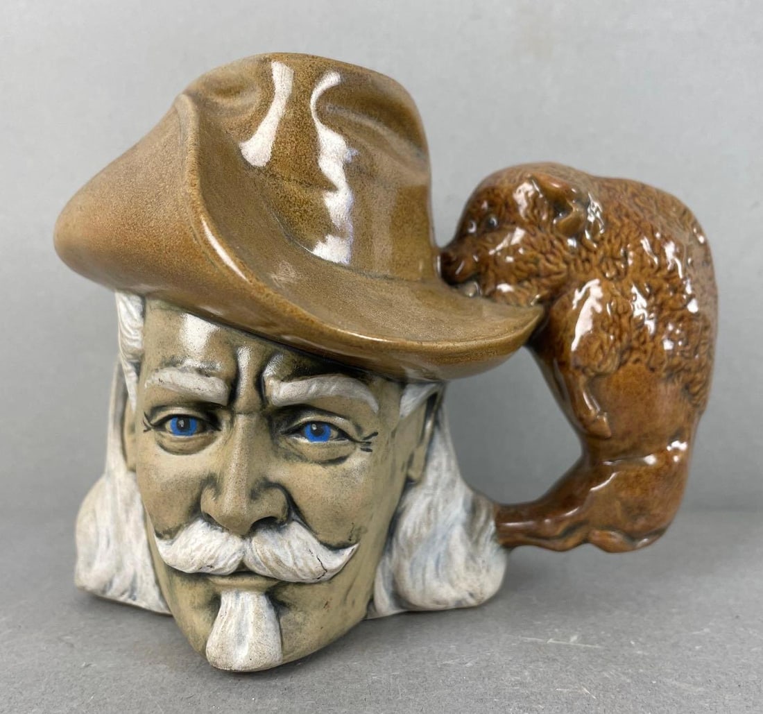 Buffalo Bill Cody Character Mug: signed with 2 S's on bottom. Measures 4 1/2 x 5 3/4 x 5 1/4 inches