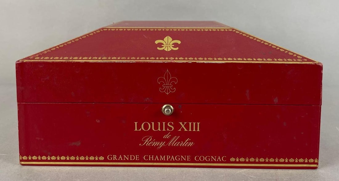 Remy Martin Louis XIII Grande Champagne Cognac Box: Some scuffs. Measures 4 1/2 x 10 1/2 x 10 1/2 inches
