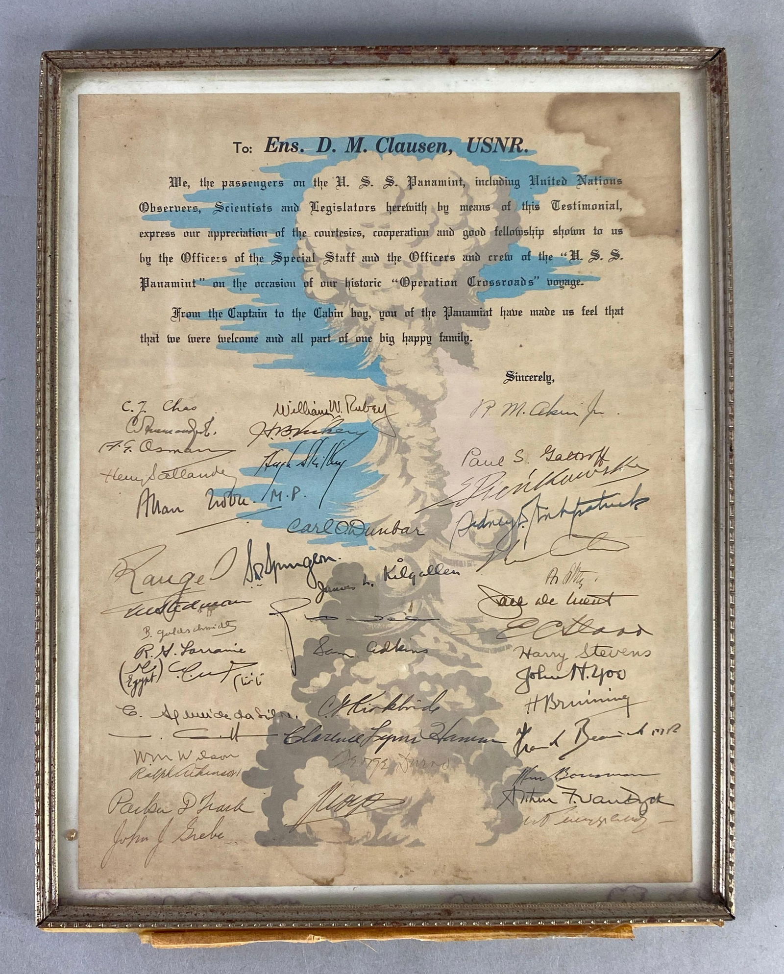 USS Panamint Operation Crossroads Voyage Signature List (1 of 2)