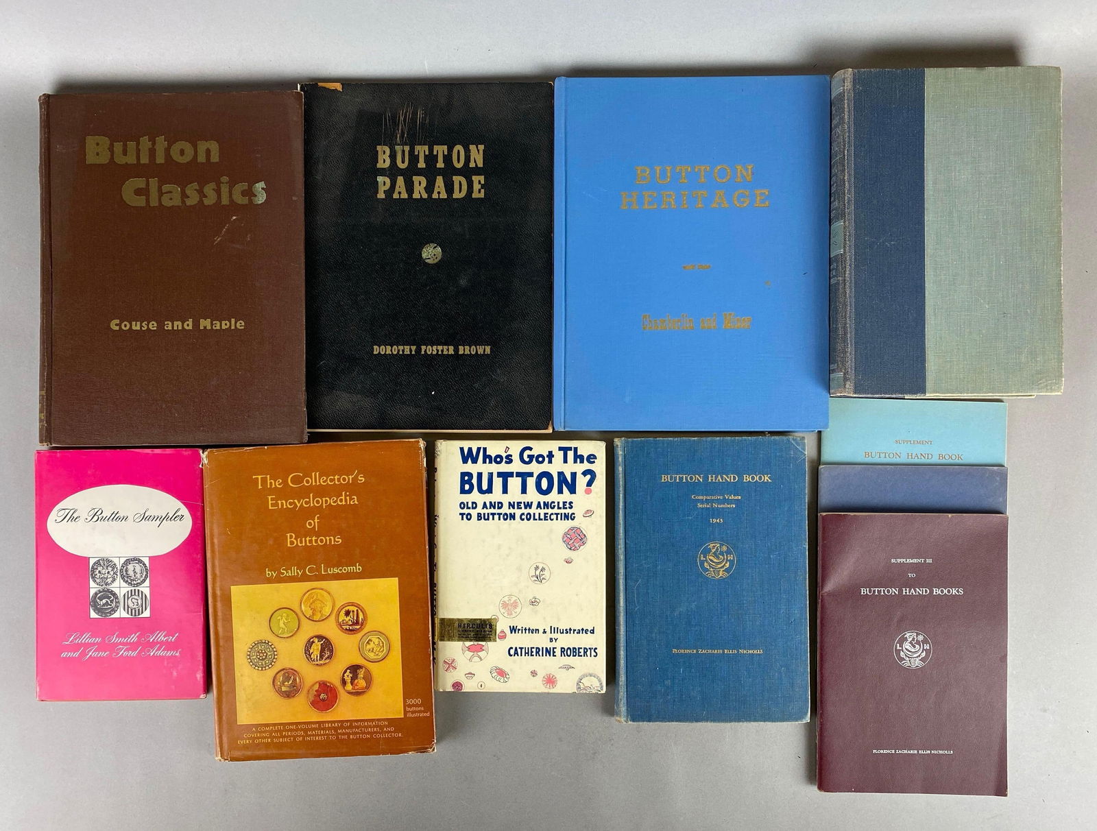 Group of 11 Button Books: Includes The Button Sampler, 1-3 Button Hand Buttons, who’s Got The Button and more.