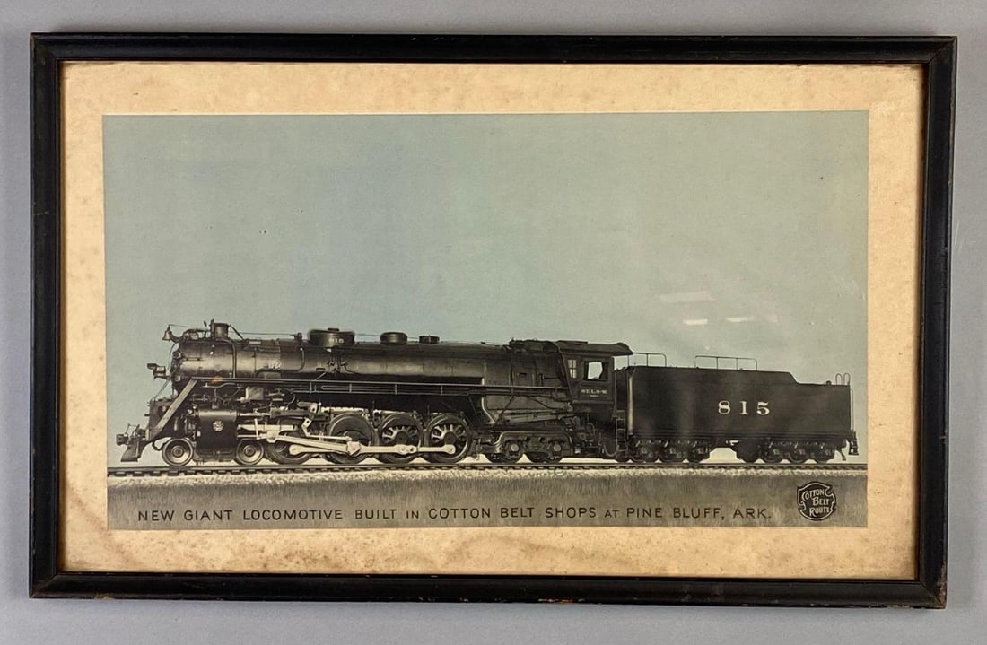 Cotton Belt Route Steam Locomotive Engine No. 815 Advertising Lithograph (1 of 3)