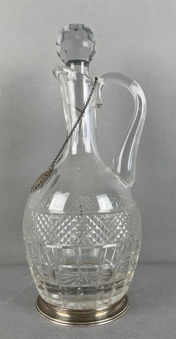 Floral Etcher Glass Decanter with Sterling Silver Base (1 of 5)
