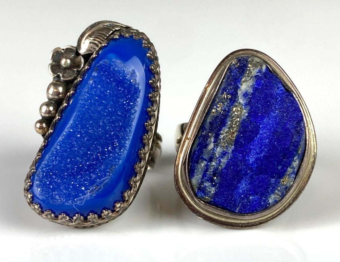 Group of 2 Sterling Silver Blue Druzy Geode Rings (1 of 5)