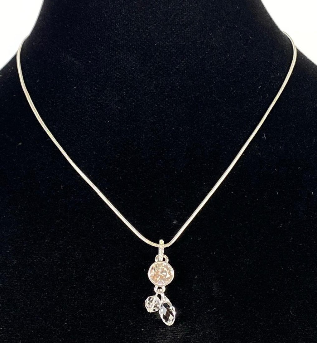 Swarovski Crystal Necklace with CZ Pendant: Measures 17 1/2 inches long.