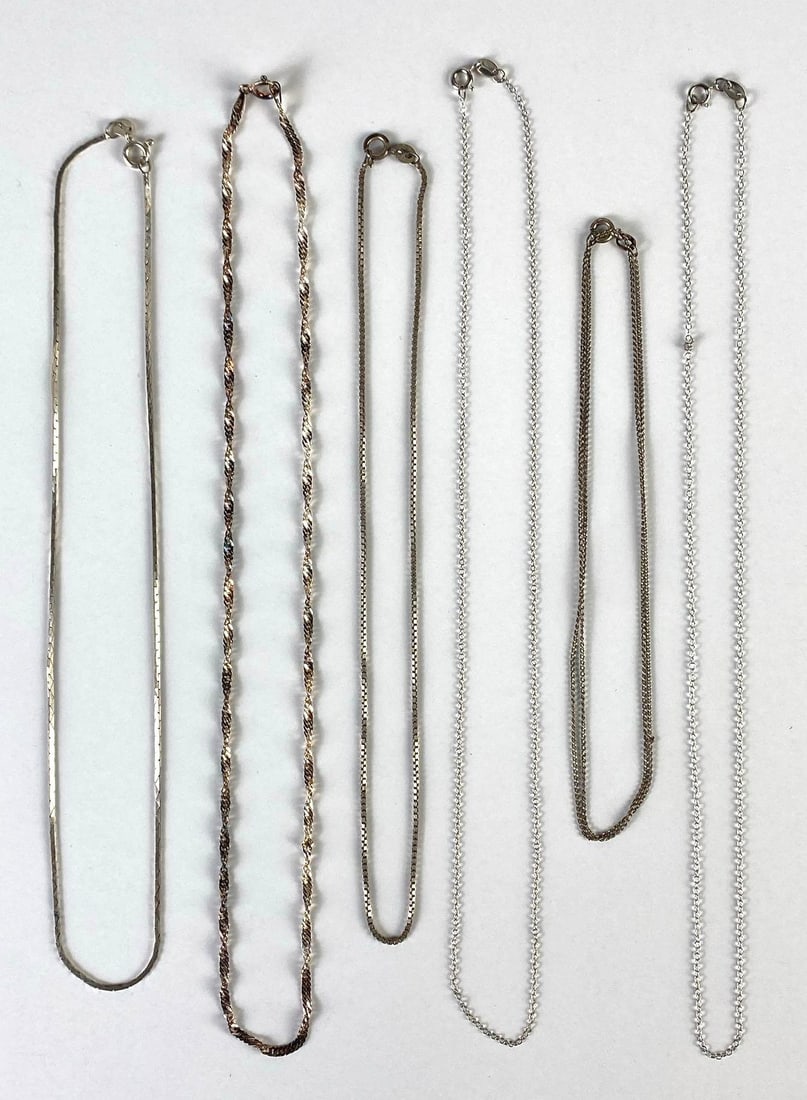 Group of 6 Sterling Silver Chain Necklaces (1 of 3)