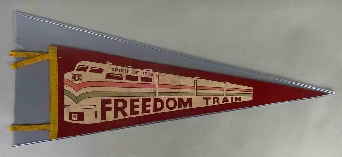 Vintage Spirit of 1776 Freedom Train Felt Advertising Pennant: Measures 26 1/2 x 9 inches without tassels.