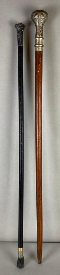 Group of 2 Decorative Metal Topped Walking Canes (1 of 4)