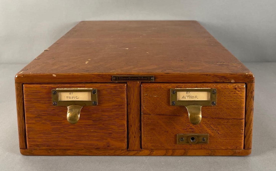 Vintage Library Bureau Makers Oak Card Catalog File Cabinet (1 of 4)