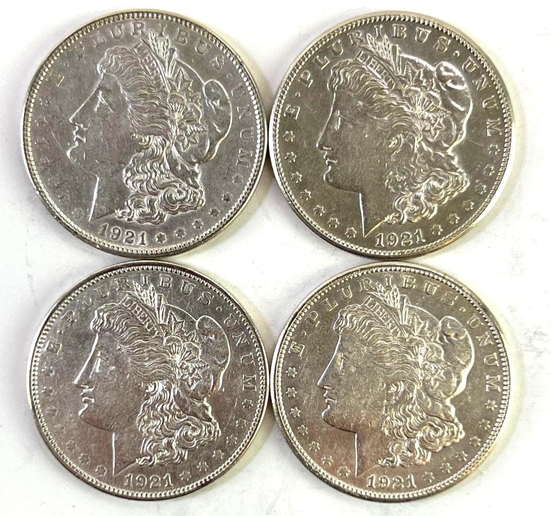 Group of 4 1921 US Morgan Silver Dollars (1 of 2)
