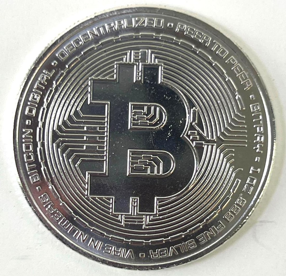 HTF Bitcoin 1 oz .999 Fine Silver Round (1 of 2)