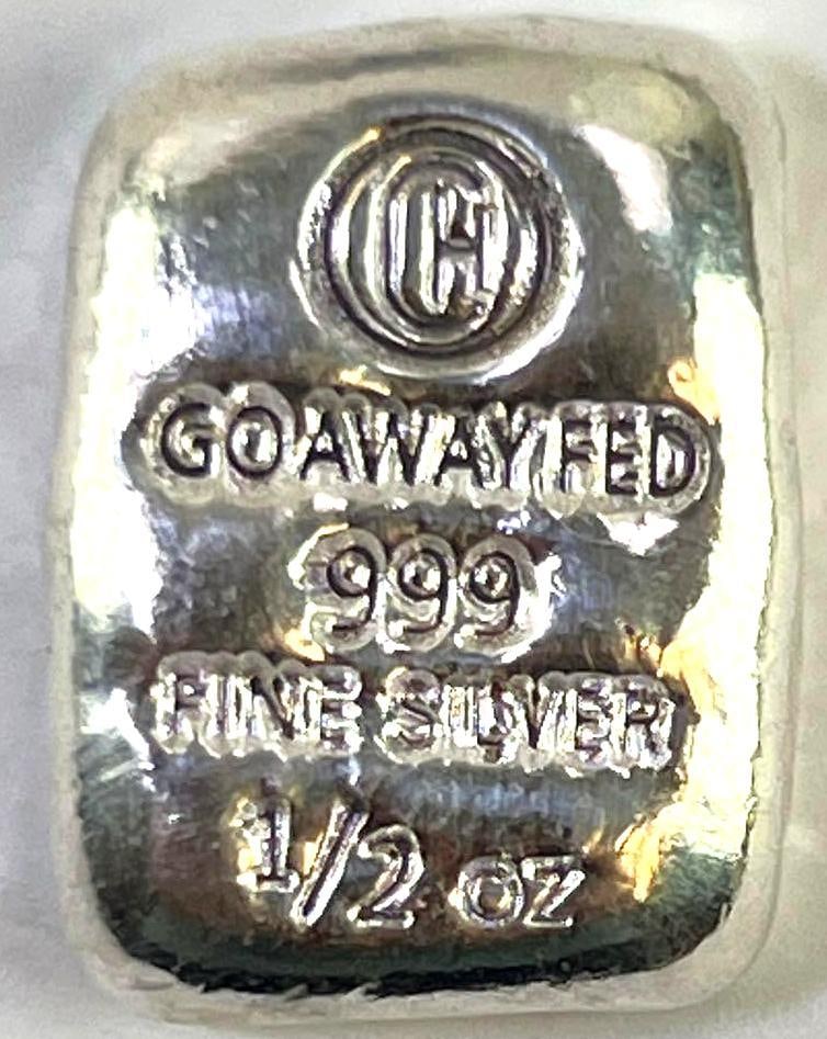 Go Away Fed 1/2 oz .999 Fine Silver Bar (1 of 1)