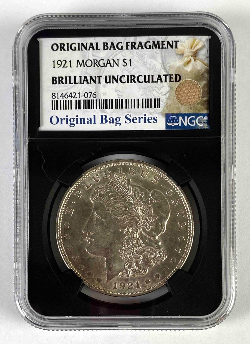 Original Bag Fragment NGC Graded 1921 US $1 Morgan Silver Dollar Brilliant Uncirculated (1 of 2)