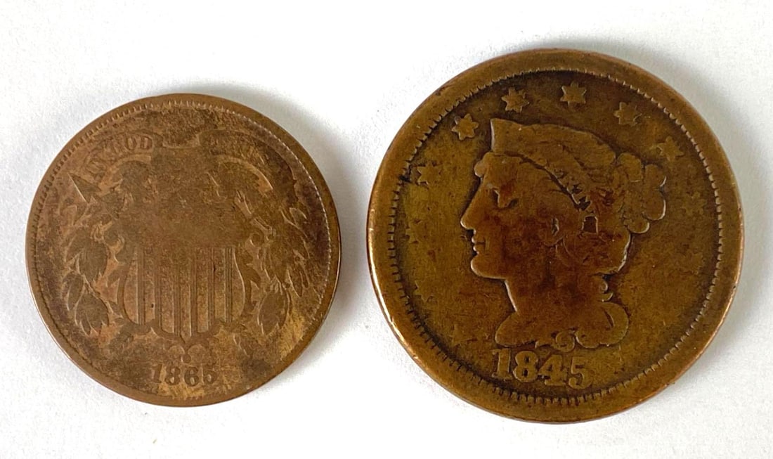 Group of 2 1800s US Cent Coins (1 of 2)
