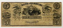 1847 The Bank of Hamburg South Carolina Five Dollar Note