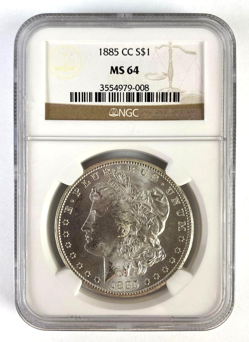 NGC Graded 1885-CC US $1 Morgan Silver Dollar MS64 (1 of 2)