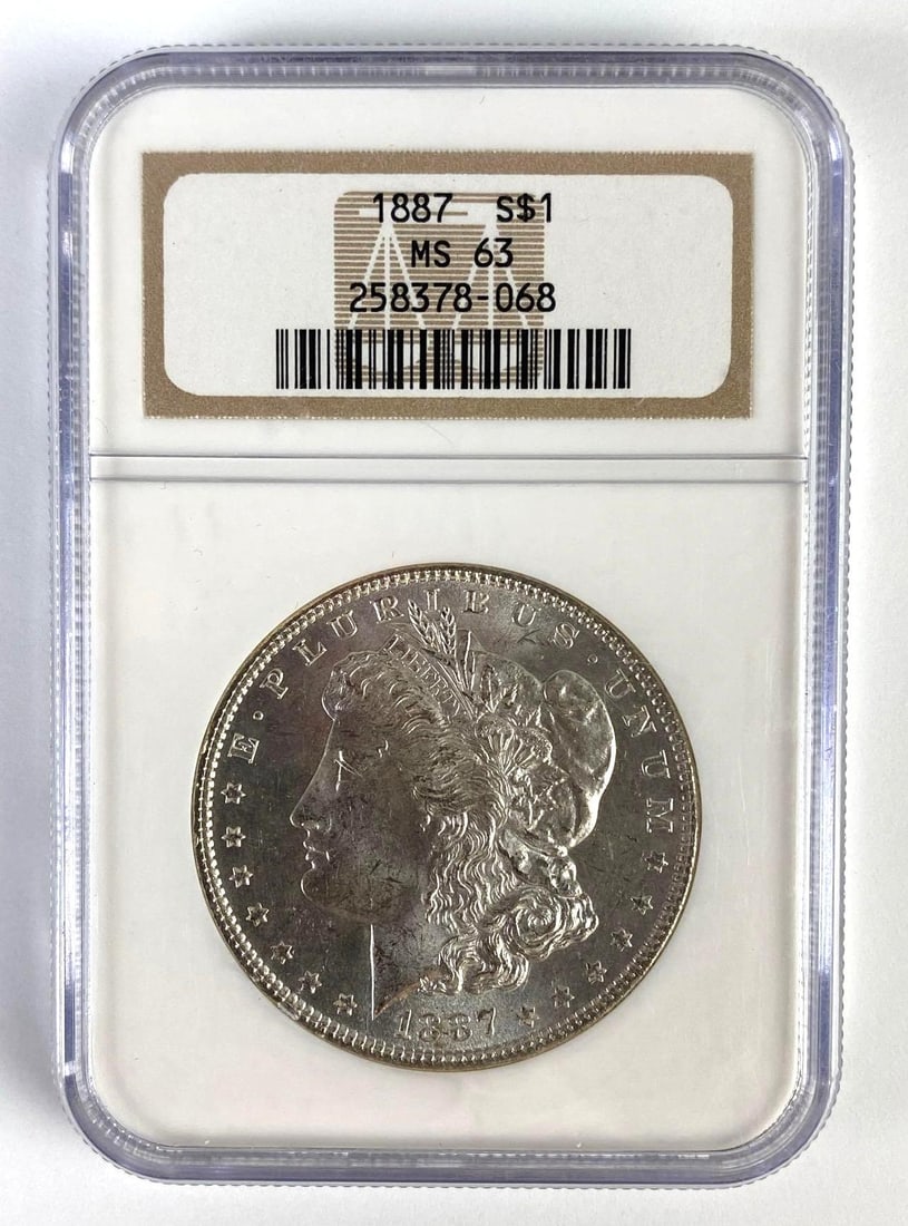 NGC Graded 1887 US $1 Morgan Silver Dollar MS63 (1 of 2)