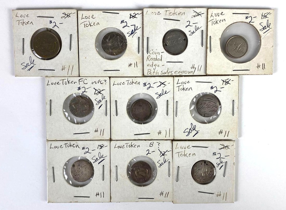 Group of 10 Engraved Love Tokens (1 of 6)