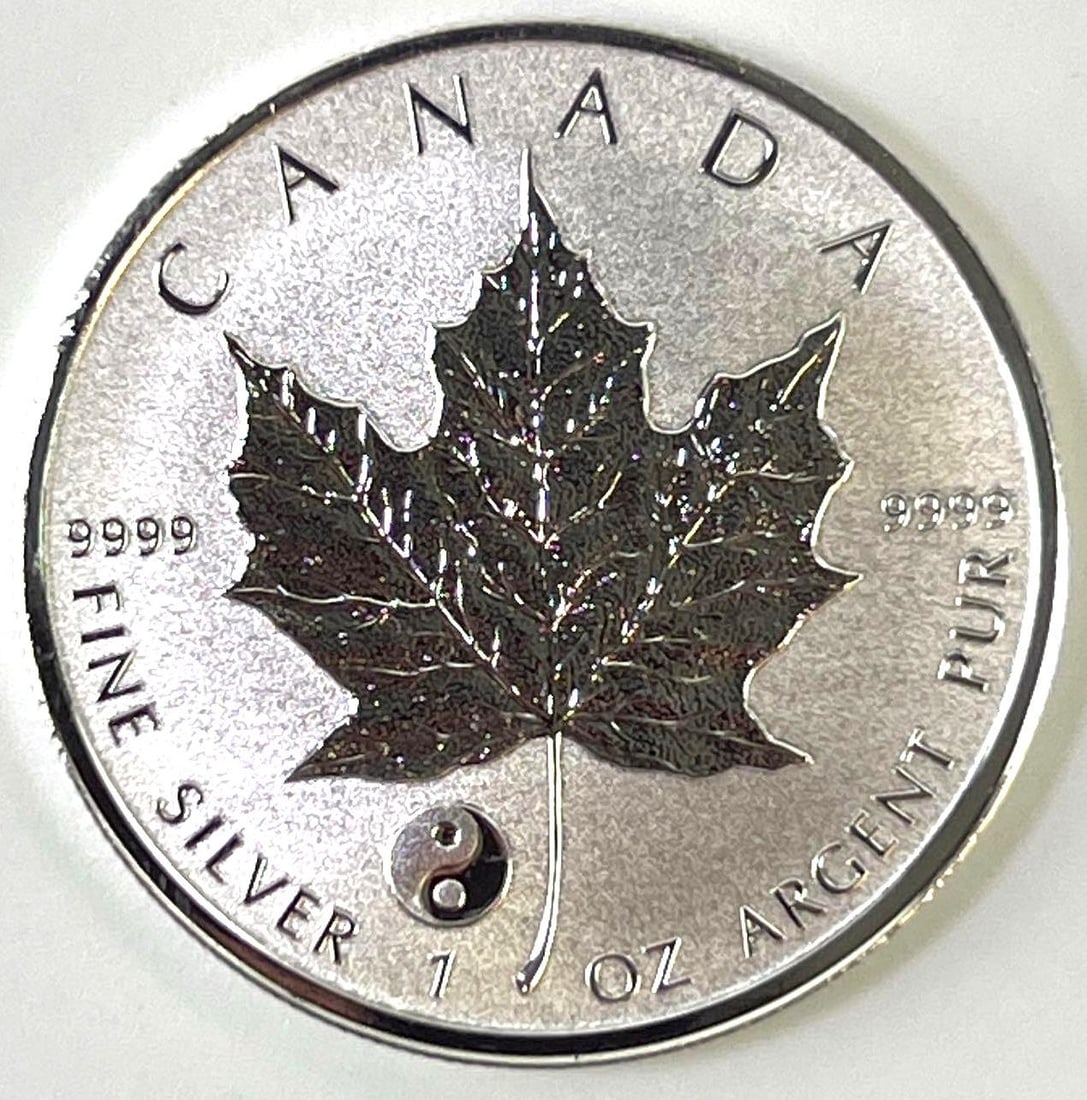2016 Canada Silver Maple Leaf 1 Oz 9999 Silver Rev Proof Coin With Ying Yang Privy (1 of 2)