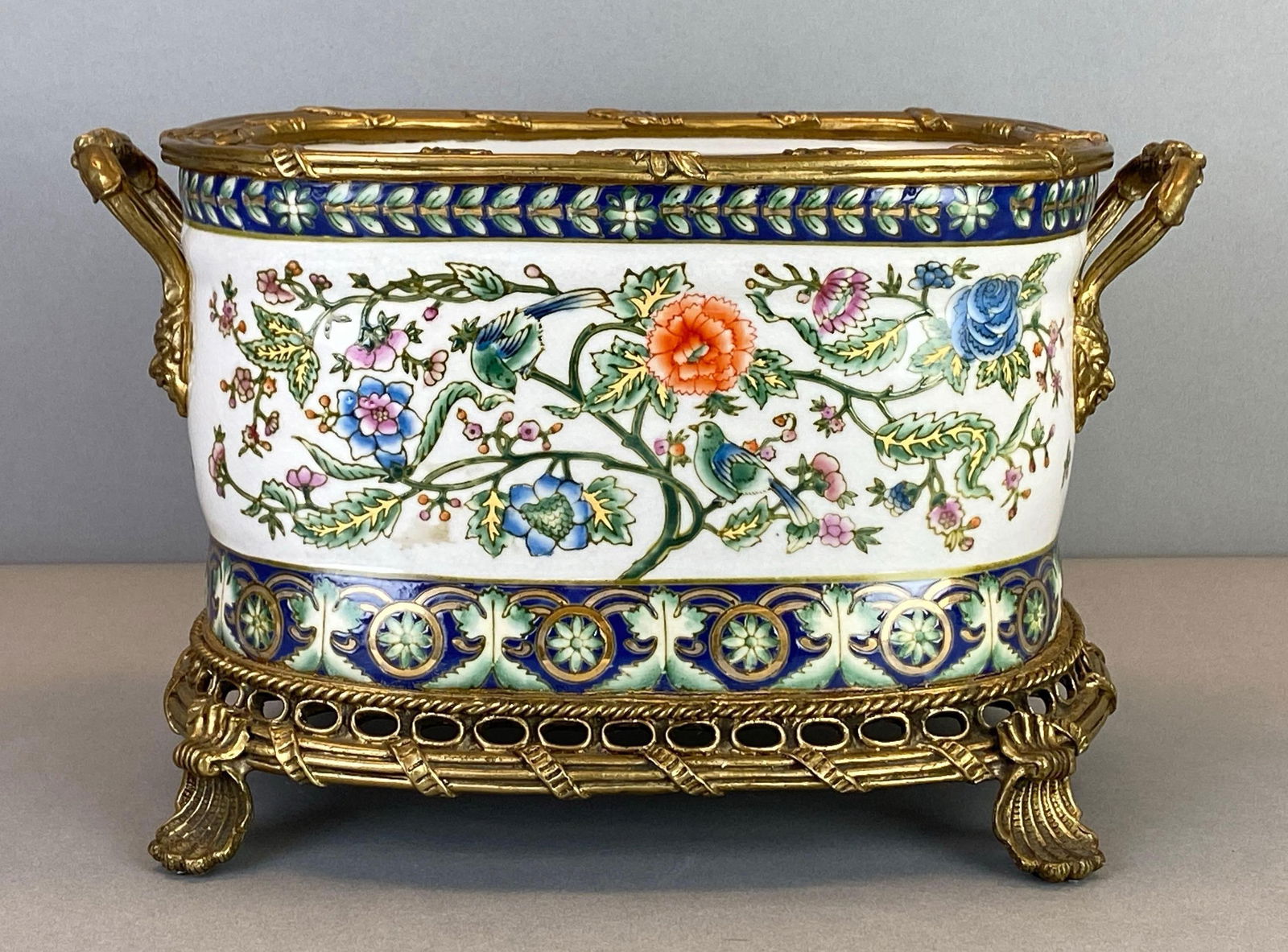 Andrea By Sadek Floral and Bird Motif Porcelain Footed Planter (1 of 8)
