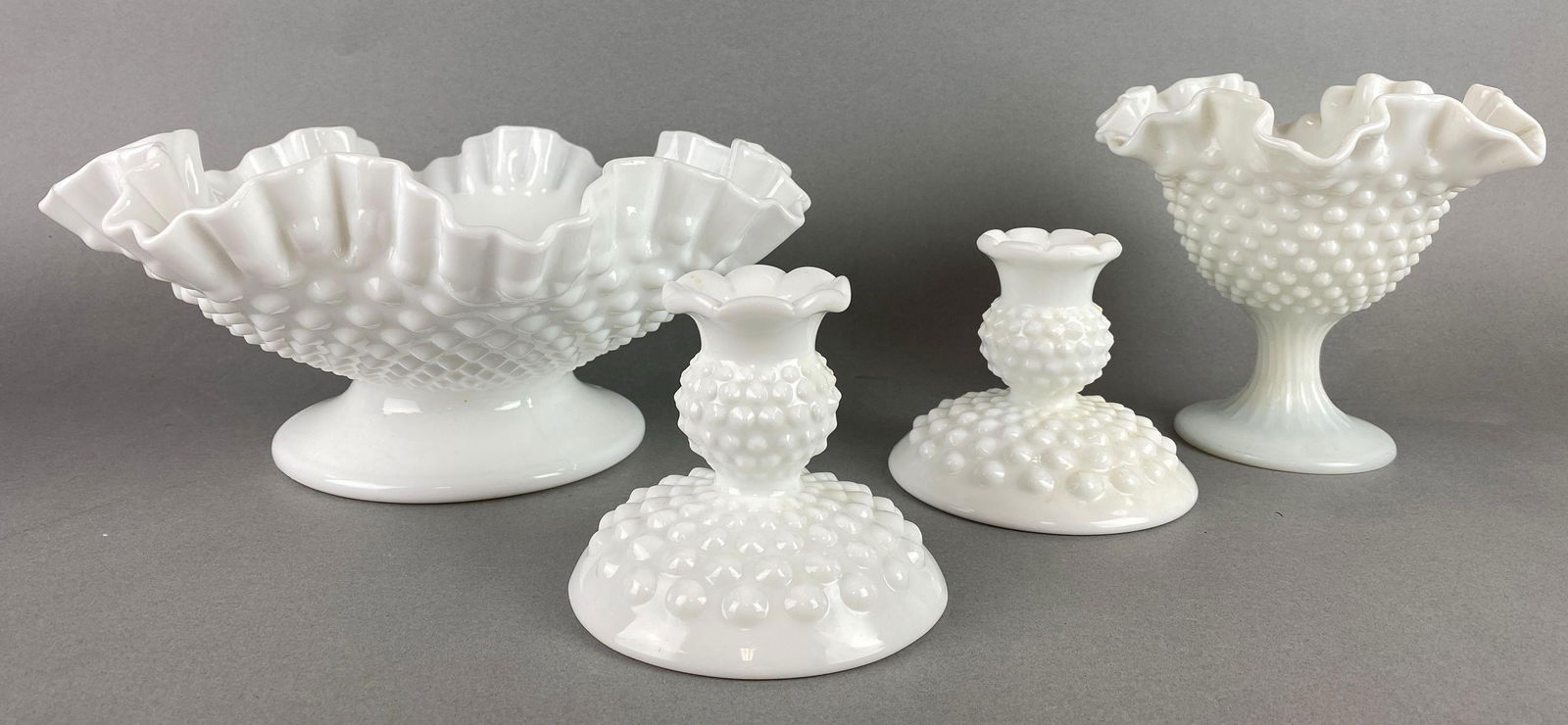 Group of 4 Fenton White Milk Glass Hobnail Items (1 of 6)