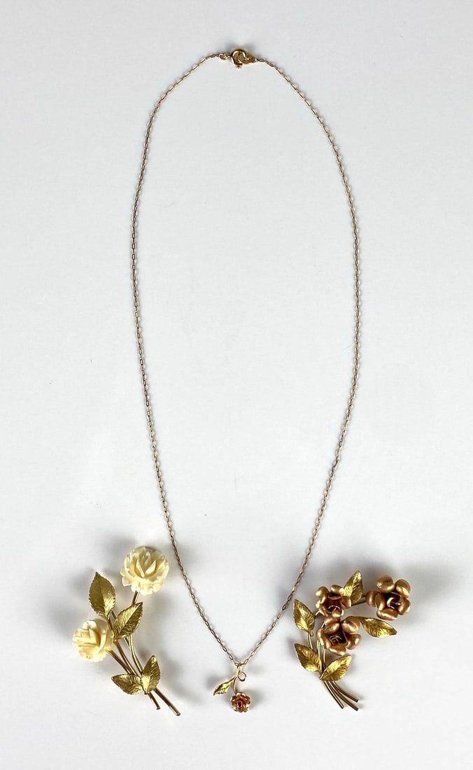 Group of Krementz Floral Costume Jewelry Items (1 of 5)