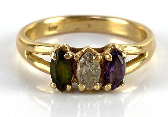 14K Gold Gemstone and Diamond Ring (1 of 5)