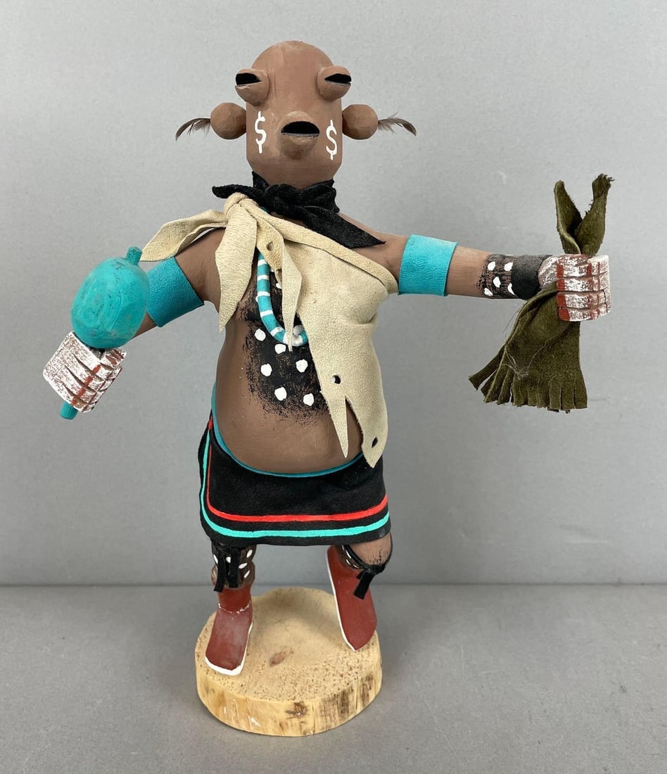 Artist Signed Native American Navajo Mudhead Kachina Doll (1 of 6)