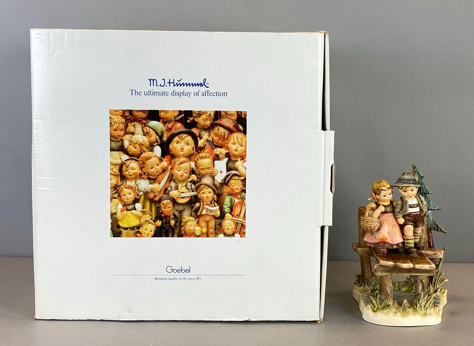 1998 Hummel Goebel On Our Way Porcelain Figurine: In original box, signed and marked on base, measures 8 x 5 x 6 inches