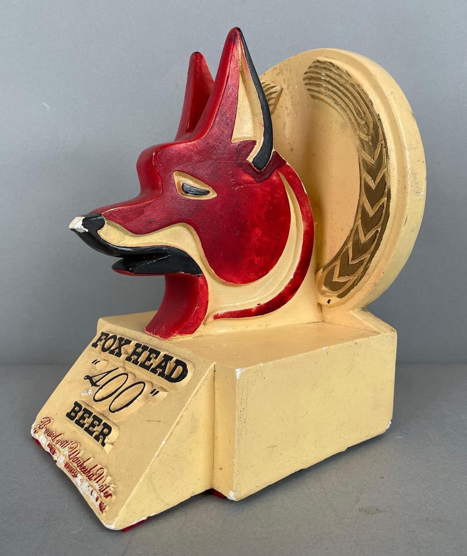 Vintage Fox Head 400 Beer Chalk Advertising Back-Bar Display (1 of 6)