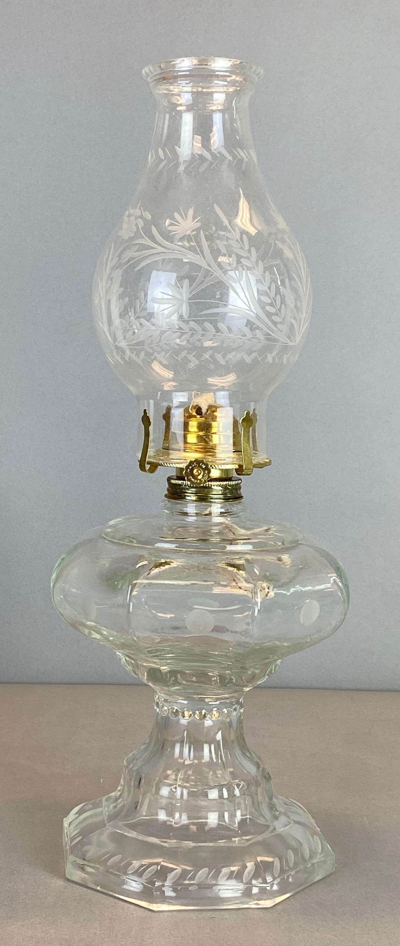 Modern Hong Kong Etched Glass Oil Lamp (1 of 3)