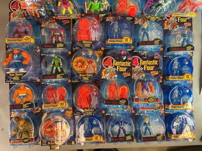 Group of Toy Biz Fantastic Four Action Figures: Includes the thing, human torch, Dr doom, and more