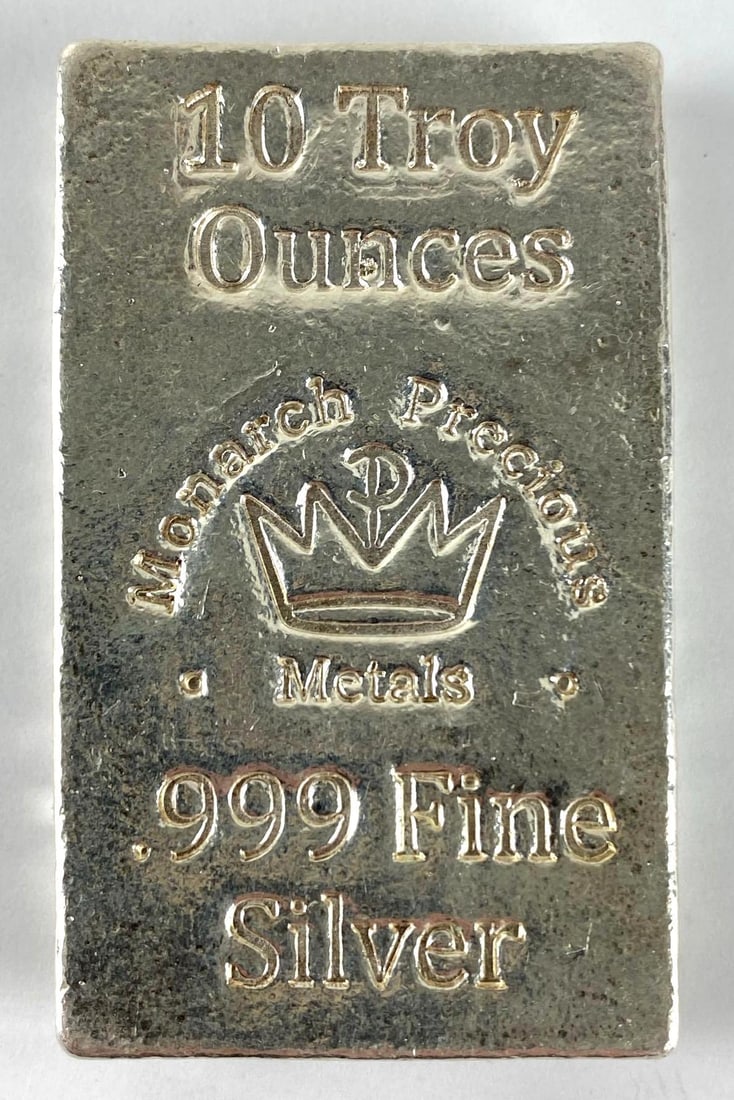 Monarch Precious Metals 10 oz .999 Fine Silver Ingot/ Bar: Monarch Precious Metals 10 oz .999 Fine Silver Ingot/ Bar