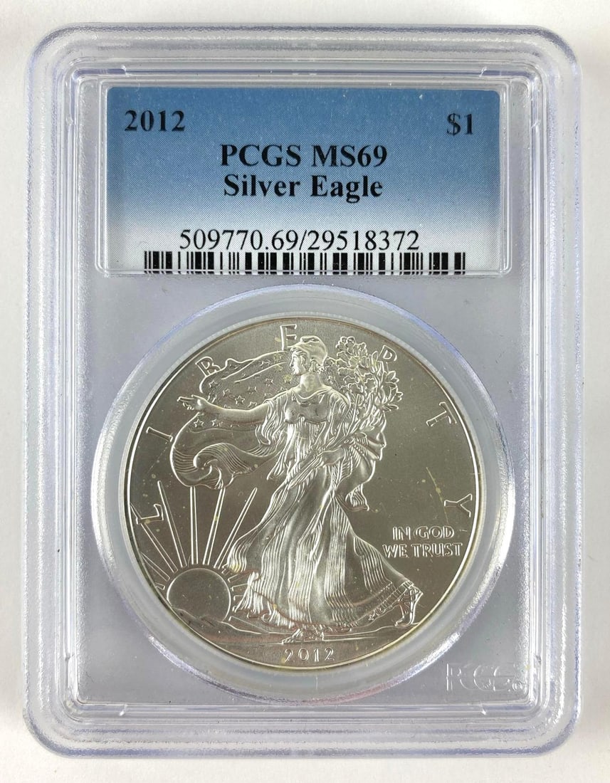 2012 PCGS Graded MS 69 Silver Eagle $1 1 oz .999 Silver Coin (1 of 2)