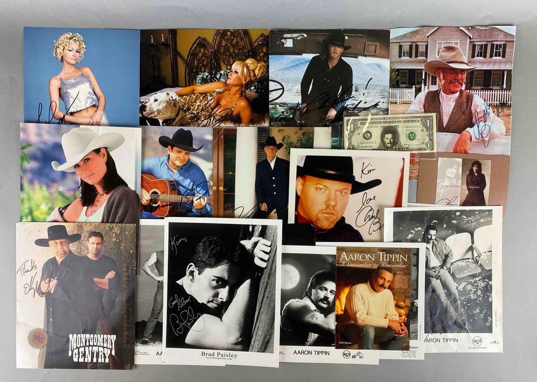 Group of 12 Country Artist Autographs and More (1 of 3)