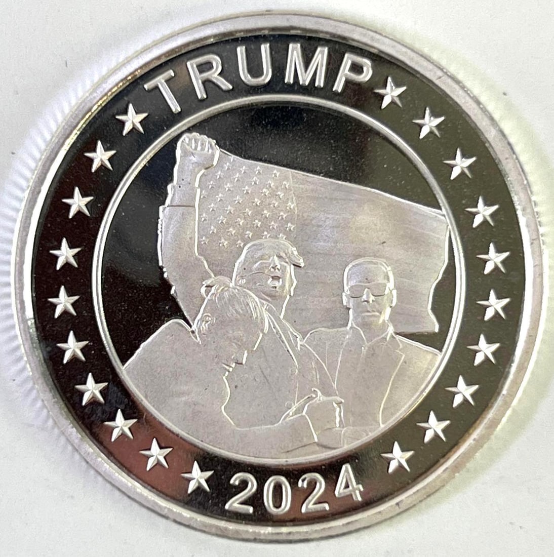 2024 Donald Trump Victory Flag 1 oz .999 Fine Silver Round: 2024 Donald Trump Victory Flag 1 oz .999 Fine Silver Round
