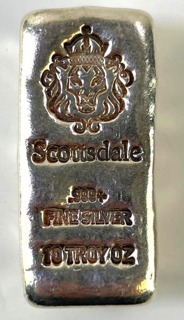 Scottsdale Silver Lion Loaf 10 oz .999 Fine Silver Bar (1 of 2)