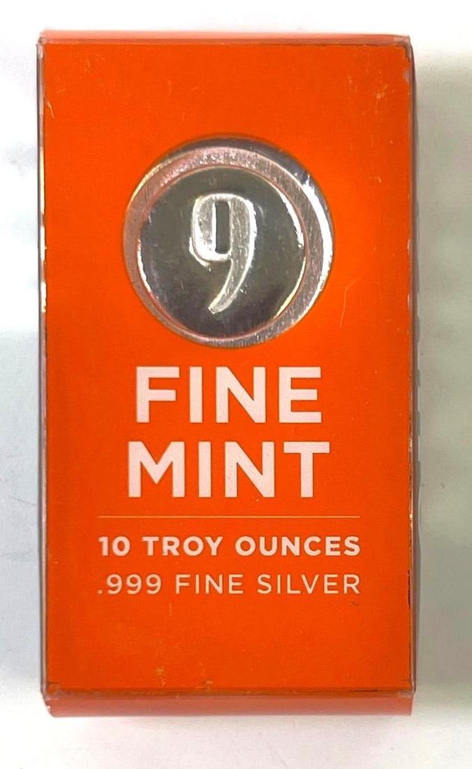 9 Fine Mint 10 oz .999 Fine Silver Loaf Bar: 9 Fine Mint 10 oz .999 Fine Silver Loaf Bar