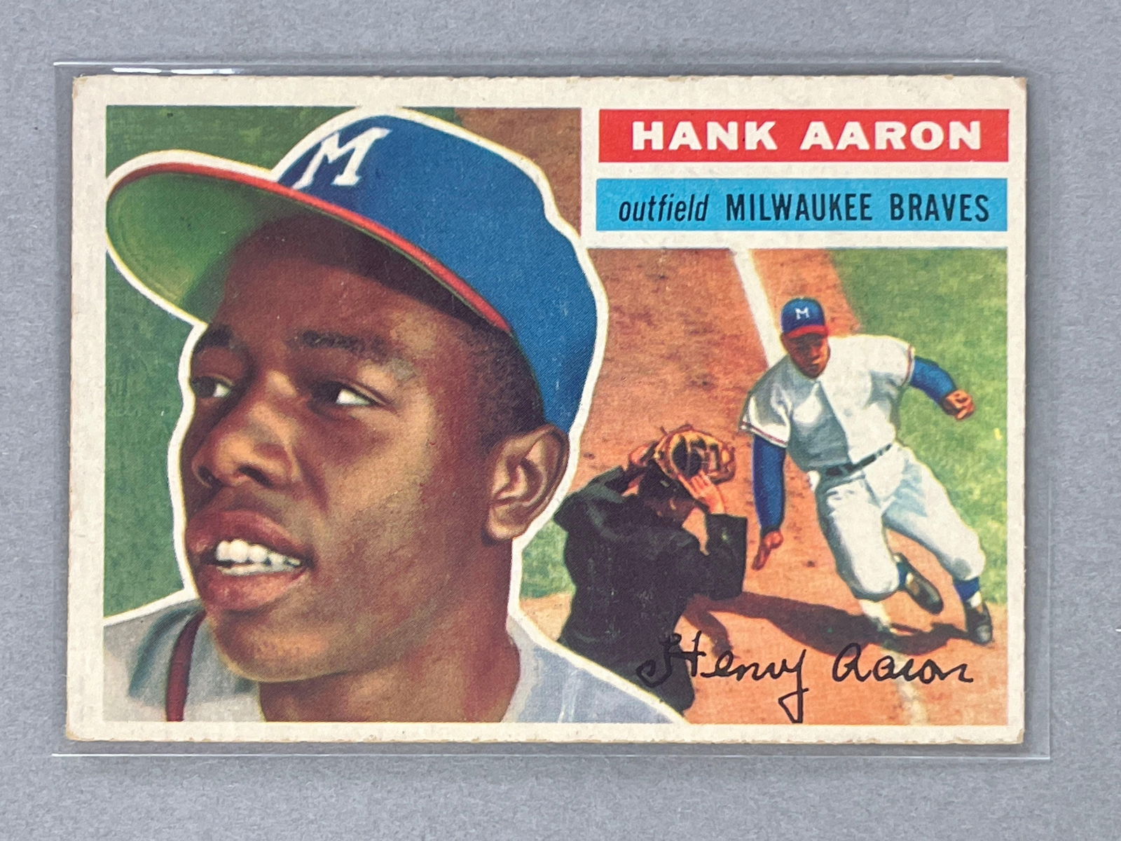 1956 Topps Hank Aaron #31, Grey Back (1 of 2)