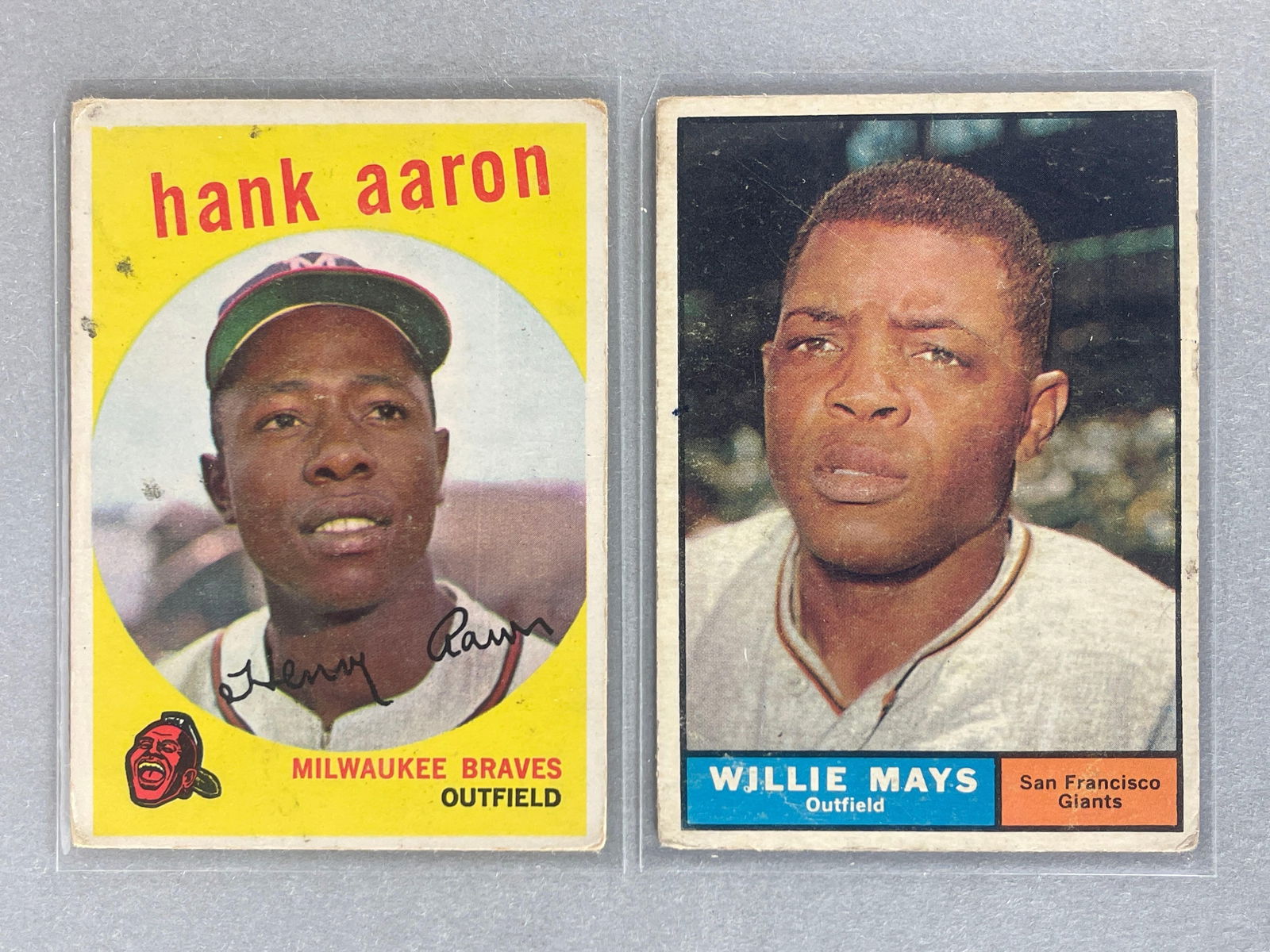 1959 Topps Hank Aaron and 1961 Topps Willie Mays (1 of 2)